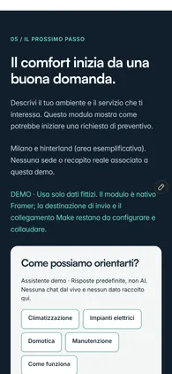 Sezione di richiesta preventivo su telefono